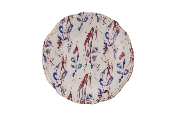 Hermia Blue Rustica Juego de Cena de 24 Piezas en Porcelana Azul Marino y Burdeos Hermia Blue Rustica Juego de Cena de 24 Piezas en Porcelana Azul Marino y Burdeos